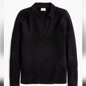 J. Crew Factory Extra Soft Wool Blend Polo Sweater In Black Collared